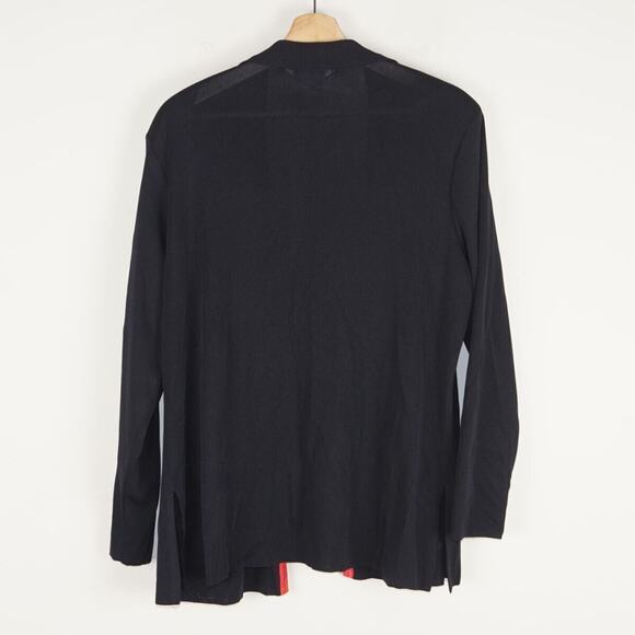 Exclusively Misook Black Knit Red Trim Open Front Cardigan Jacket Womens Sz L - Picture 2 of 7